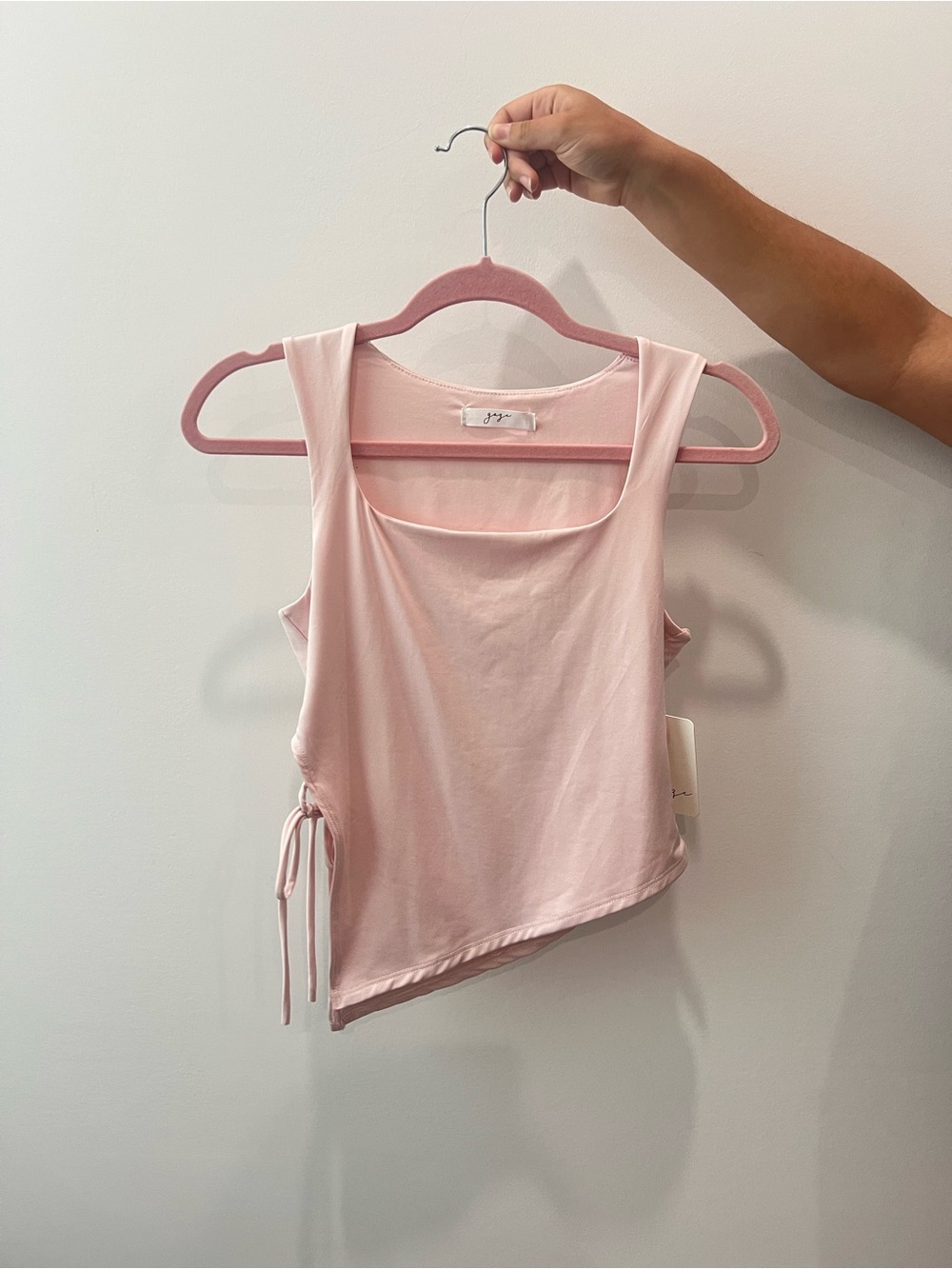 Asymmetric Light Pink Tie-Side Tank Top